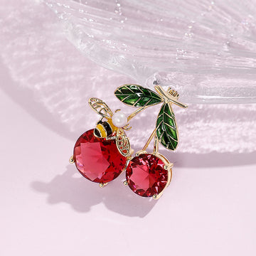 Tajade Women's Crystal Bee Cherry Brooch Accessory